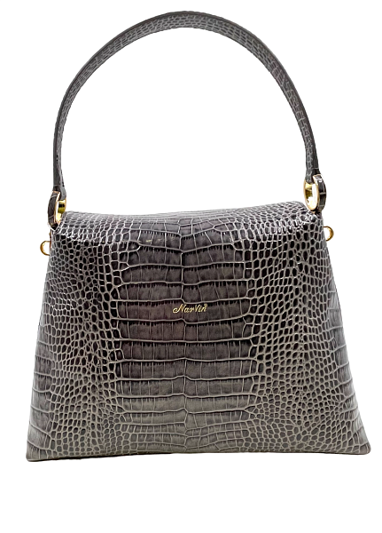 Сумка женская на плечо NARVIN из натуральной кожи 9807-Croco Grey Vasheron, Артикул: 9807-Croco Grey фото №1