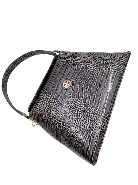 Сумка женская на плечо NARVIN из натуральной кожи 9807-Croco Grey Vasheron, Артикул: 9807-Croco Grey фото №1