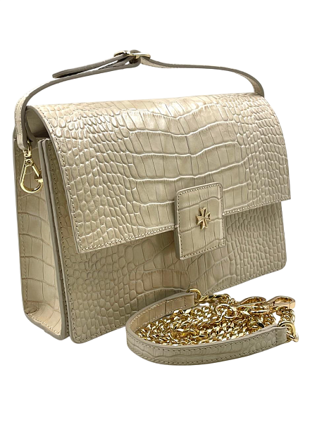 Сумка NARVIN из натуральной кожи на цепочке 9811-Croco Beige Vasheron, Артикул: 9811-Croco Beige фото №1