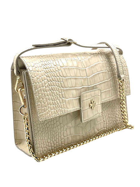 Сумка NARVIN из натуральной кожи на цепочке 9811-Croco Beige Vasheron, Артикул: 9811-Croco Beige фото №1