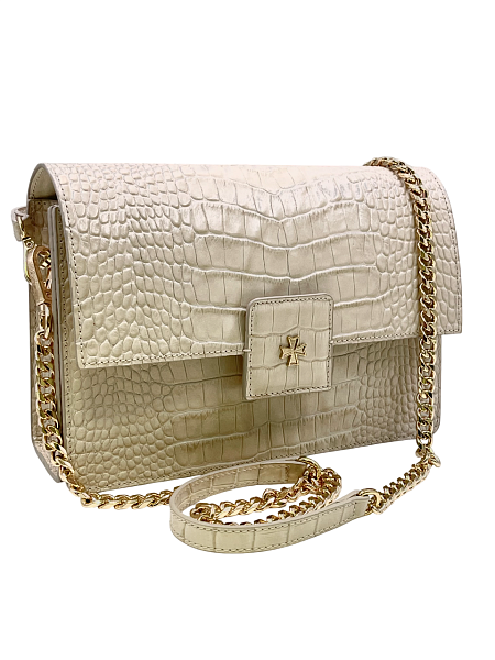 Сумка NARVIN из натуральной кожи на цепочке 9811-Croco Beige Vasheron, Артикул: 9811-Croco Beige фото №1