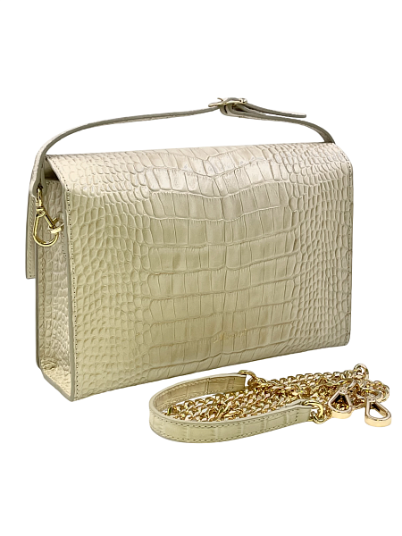 Сумка NARVIN из натуральной кожи на цепочке 9811-Croco Beige Vasheron, Артикул: 9811-Croco Beige фото №1