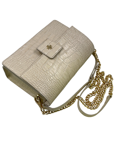 Сумка NARVIN из натуральной кожи на цепочке 9811-Croco Beige Vasheron, Артикул: 9811-Croco Beige фото №1