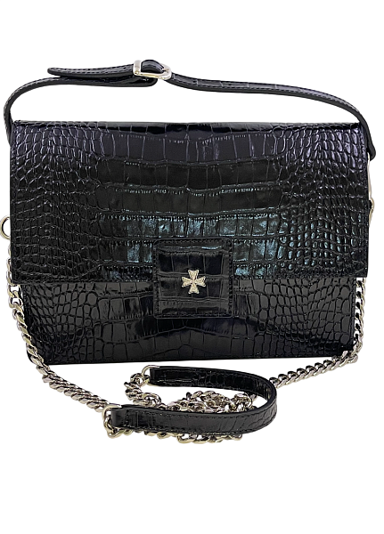 Сумка NARVIN из натуральной кожи на цепочке 9811-Croco Black Vasheron, Артикул: 9811-Croco Black фото №1