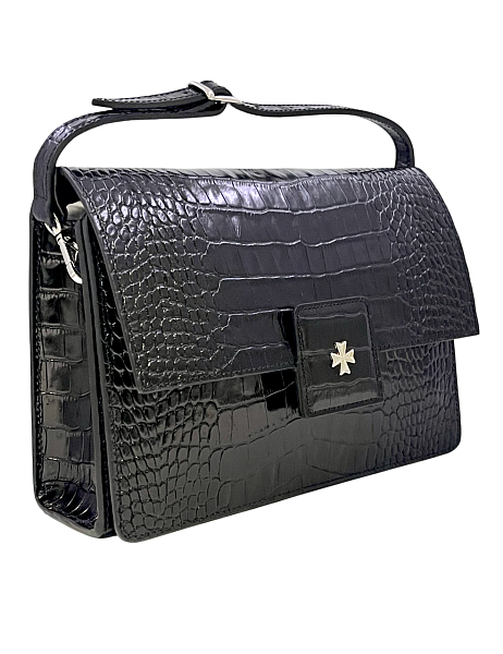 Сумка NARVIN из натуральной кожи на цепочке 9811-Croco Black Vasheron, Артикул: 9811-Croco Black фото №1