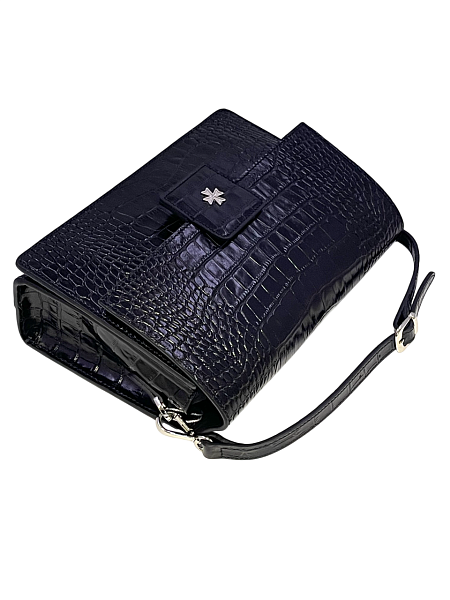 Сумка NARVIN из натуральной кожи на цепочке 9811-Croco Black Vasheron, Артикул: 9811-Croco Black фото №1