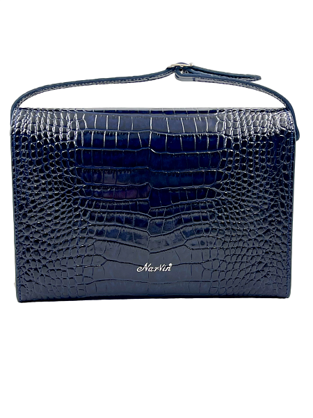 Сумка NARVIN из натуральной кожи на цепочке 9811-Croco D.Blue Vasheron, Артикул: 9811-Croco D.Blue фото №1