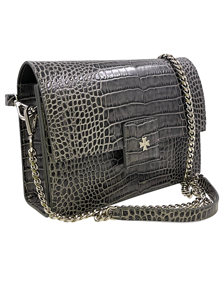 Сумка NARVIN из натуральной кожи на цепочке 9811-Croco Grey Vasheron, Артикул: 9811-Croco Grey фото №1