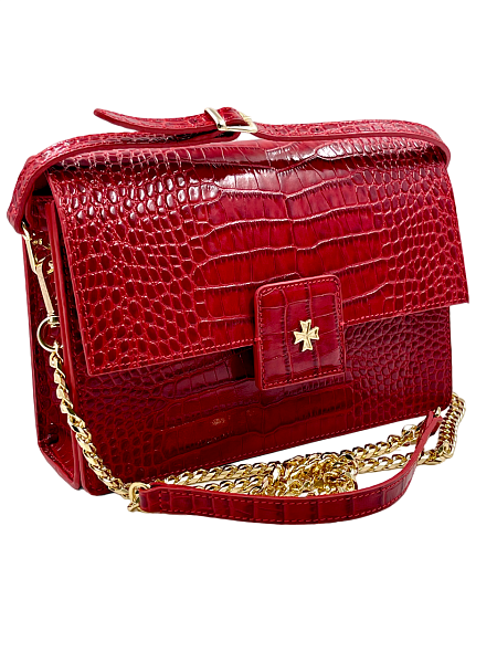 Сумка NARVIN из натуральной кожи на цепочке 9811-Croco Red Vasheron, Артикул: 9811-Croco Red фото №1