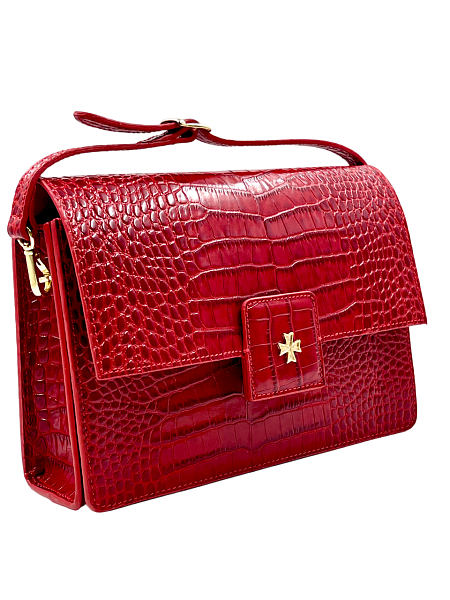 Сумка NARVIN из натуральной кожи на цепочке 9811-Croco Red Vasheron, Артикул: 9811-Croco Red фото №1