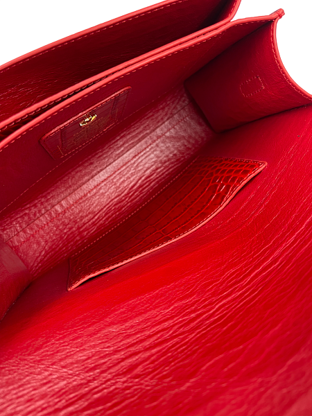 Сумка NARVIN из натуральной кожи на цепочке 9811-Croco Red Vasheron, Артикул: 9811-Croco Red фото №1