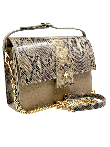 Сумка NARVIN из натуральной кожи на цепочке 9811-Piton Sand Vasheron, Артикул: 9811-Piton Sand фото №1