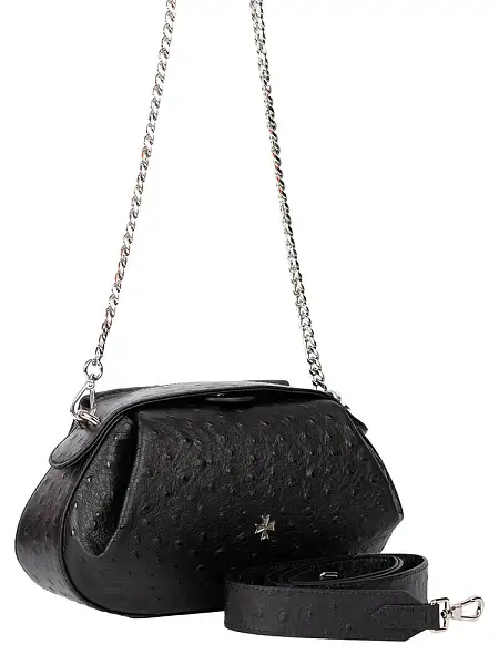 Сумка NARVIN маленькая из натуральной кожи 9812-Ostrich Black Vasheron, Артикул: 9812-Ostrich Black фото №1