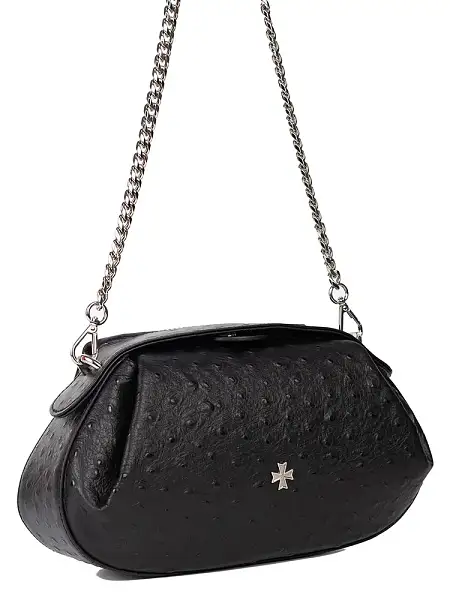 Сумка NARVIN маленькая из натуральной кожи 9812-Ostrich Black Vasheron, Артикул: 9812-Ostrich Black фото №1