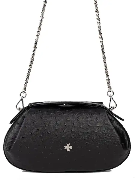 Сумка NARVIN маленькая из натуральной кожи 9812-Ostrich Black Vasheron, Артикул: 9812-Ostrich Black фото №1