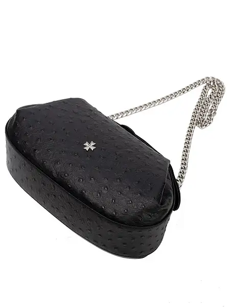 Сумка NARVIN маленькая из натуральной кожи 9812-Ostrich Black Vasheron, Артикул: 9812-Ostrich Black фото №1