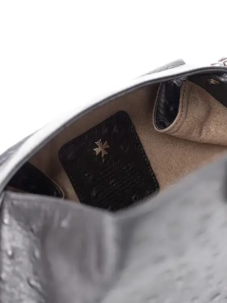 Сумка NARVIN маленькая из натуральной кожи 9812-Ostrich Black Vasheron, Артикул: 9812-Ostrich Black фото №1