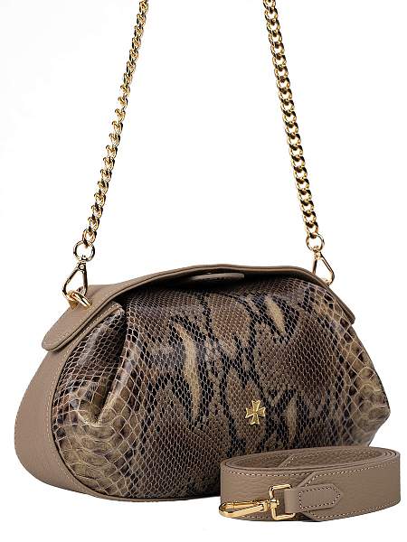 Сумка NARVIN маленькая из натуральной кожи 9812-Piton Sand Vasheron, Артикул: 9812-Piton Sand фото №1