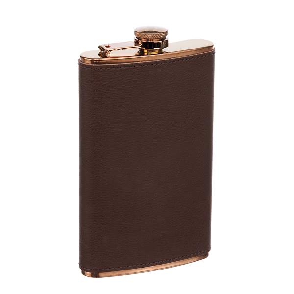 Фляга S.Quire 0,27 л, сталь+кожа спилок, коричневая GS03-9 S.QUIRE, Артикул: GS03-9 фото №1