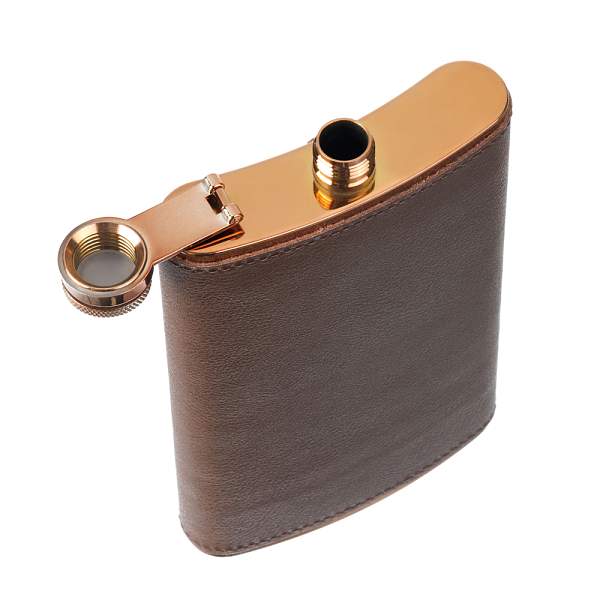 Фляга S.Quire 0,27 л, сталь+кожа спилок, коричневая GS03-9 S.QUIRE, Артикул: GS03-9 фото №1