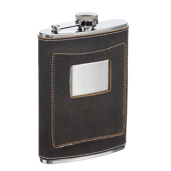 Фляга S.Quire 0,24 л, сталь+натуральная кожа, коричневая HA03-8 S.QUIRE, Артикул: HA03-8 фото №1