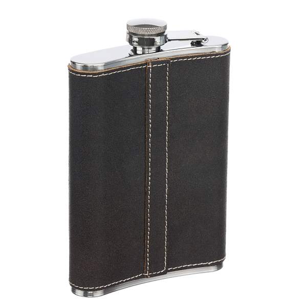 Фляга S.Quire 0,24 л, сталь+натуральная кожа, коричневая HA03-8 S.QUIRE, Артикул: HA03-8 фото №1