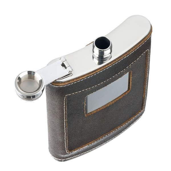 Фляга S.Quire 0,24 л, сталь+натуральная кожа, коричневая HA03-8 S.QUIRE, Артикул: HA03-8 фото №1