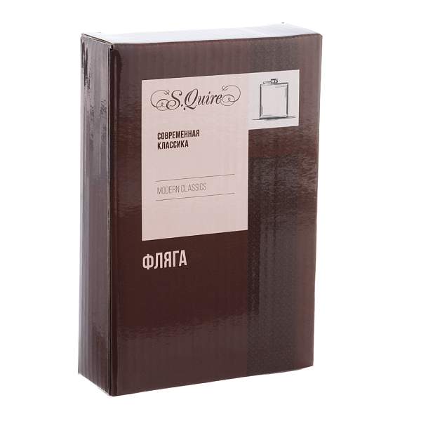 Фляга S.Quire 0,24 л, сталь+натуральная кожа, коричневая HA03-8 S.QUIRE, Артикул: HA03-8 фото №1
