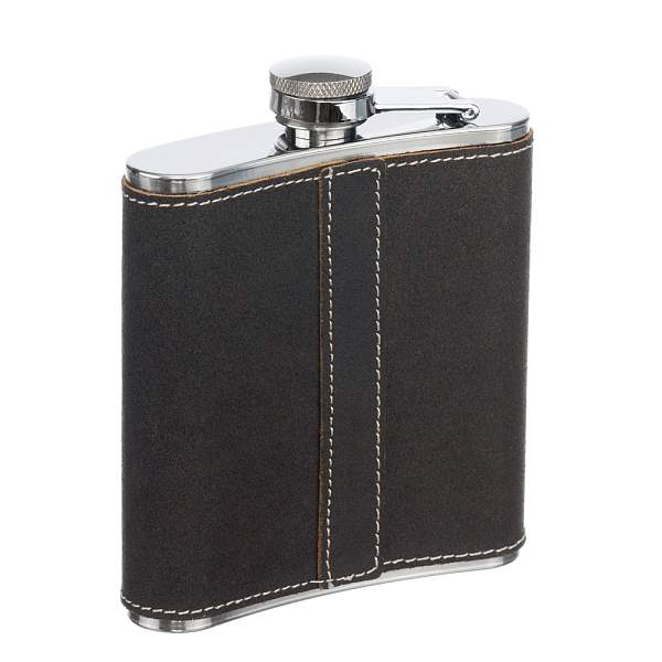 Фляга S.Quire 0,18 л, сталь+натуральная кожа, коричневая HA03-6 S.QUIRE, Артикул: HA03-6 фото №1