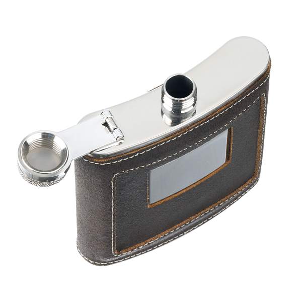 Фляга S.Quire 0,18 л, сталь+натуральная кожа, коричневая HA03-6 S.QUIRE, Артикул: HA03-6 фото №1