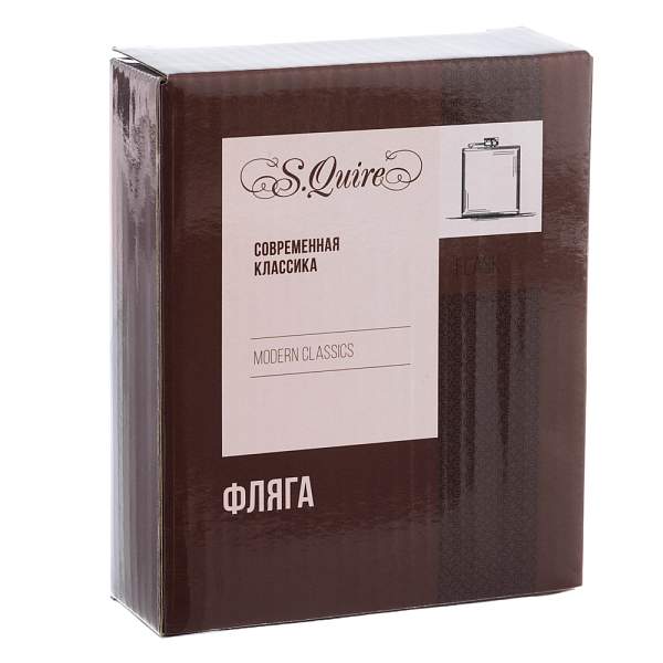 Фляга S.Quire 0,18 л, сталь+натуральная кожа, коричневая HA03-6 S.QUIRE, Артикул: HA03-6 фото №1