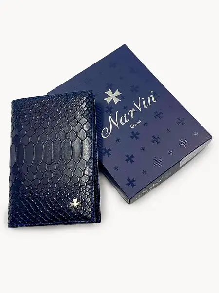 Обложка для паспорта Narvin Vasheron, Артикул: 9158-Anaconda D.Blue фото №1