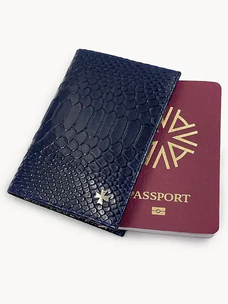 Обложка для паспорта Narvin Vasheron, Артикул: 9158-Anaconda D.Blue фото №1