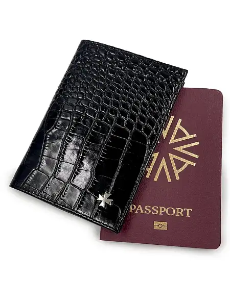 Обложка для паспорта Narvin Vasheron, Артикул: 9158-Croco Black фото №1
