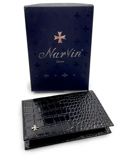 Обложка для паспорта Narvin Vasheron, Артикул: 9158-Croco Black фото №1