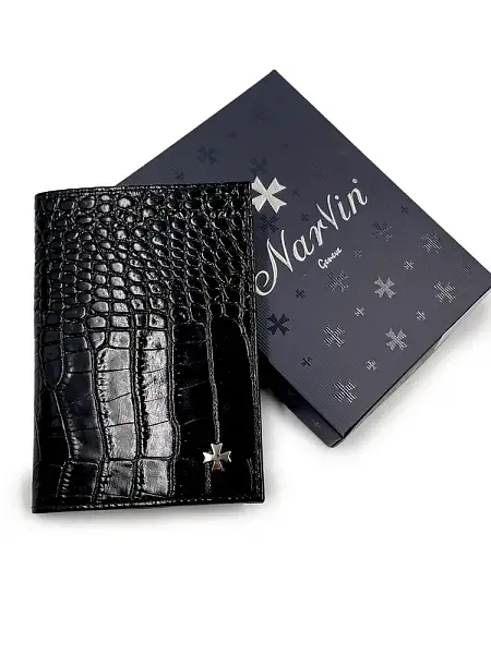 Обложка для паспорта Narvin Vasheron, Артикул: 9158-Croco Black фото №1