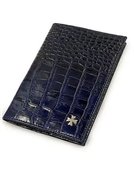 Обложка для паспорта Narvin Vasheron, Артикул: 9158-Croco D.Blue фото №1