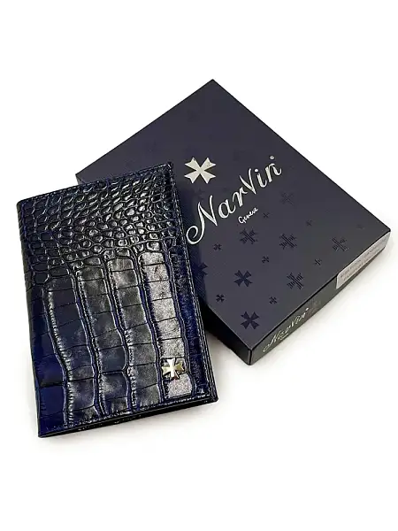 Обложка для паспорта Narvin Vasheron, Артикул: 9158-Croco D.Blue фото №1