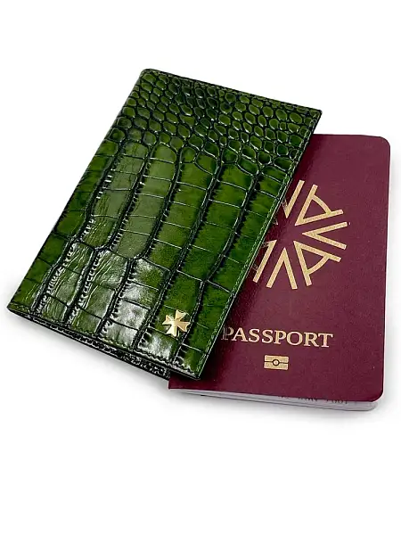 Обложка для паспорта Narvin Vasheron, Артикул: 9158-Croco Green фото №1