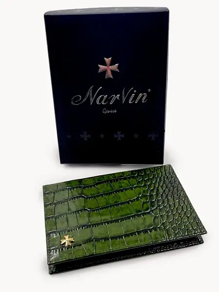 Обложка для паспорта Narvin Vasheron, Артикул: 9158-Croco Green фото №1