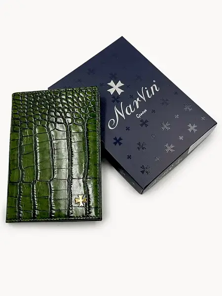 Обложка для паспорта Narvin Vasheron, Артикул: 9158-Croco Green фото №1