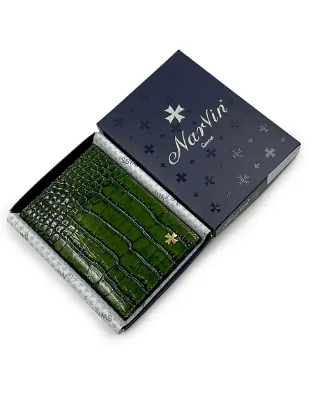 Обложка для паспорта Narvin Vasheron, Артикул: 9158-Croco Green фото №1