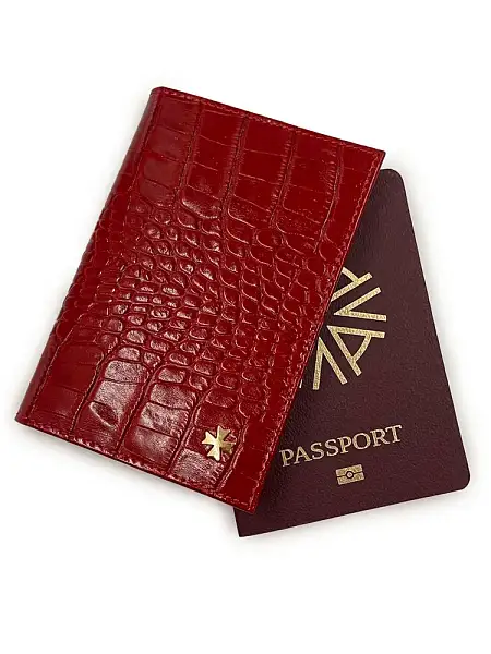 Обложка для паспорта Narvin Vasheron, Артикул: 9158-Croco Red фото №1