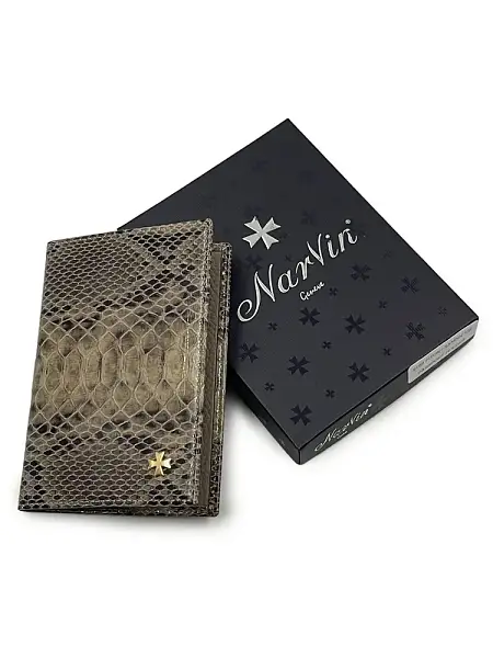 Обложка для паспорта Narvin Vasheron, Артикул: 9158-Piton Sand фото №1