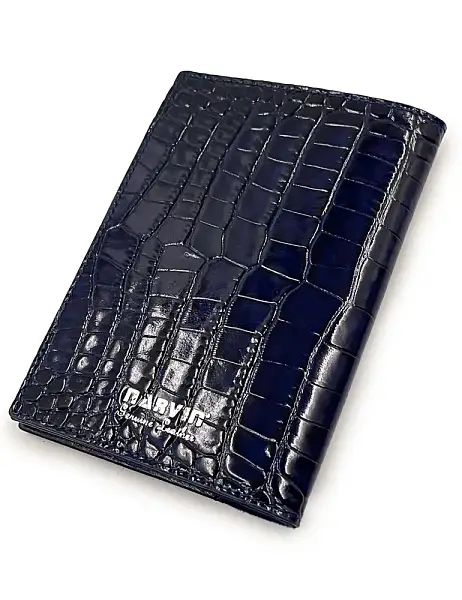 Обложка на паспорт из натуральной кожи NARVIN Vasheron, Артикул: 9161-Croco D.Blue фото №1
