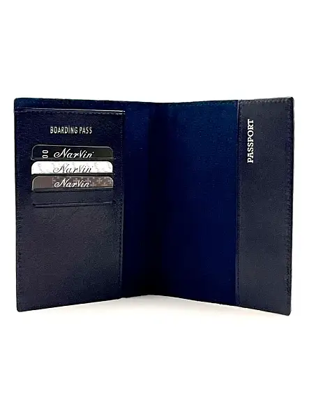 Обложка на паспорт из натуральной кожи NARVIN Vasheron, Артикул: 9161-Croco D.Blue фото №1