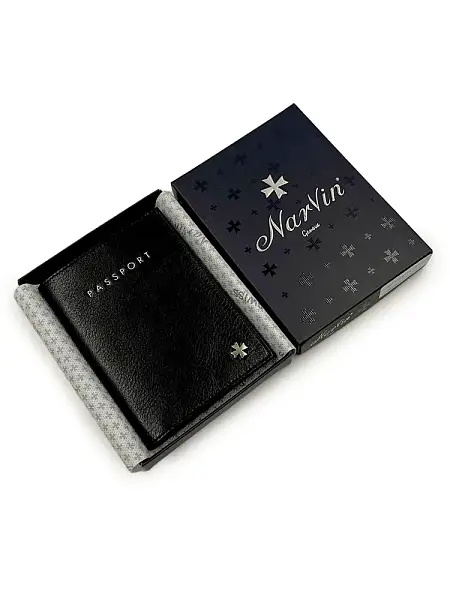 Обложка на паспорт из натуральной кожи NARVIN Vasheron, Артикул: 9161-Vegetta Black фото №1