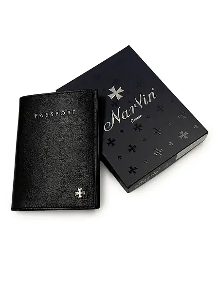 Обложка на паспорт из натуральной кожи NARVIN Vasheron, Артикул: 9161-Vegetta Black фото №1