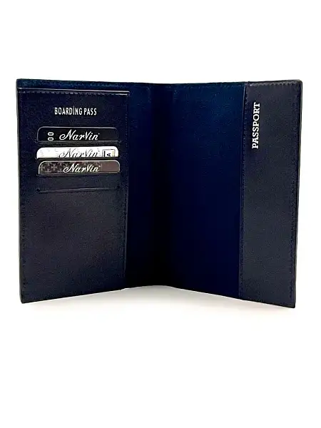 Обложка на паспорт из натуральной кожи NARVIN Vasheron, Артикул: 9161-Vegetta D.Blue фото №1