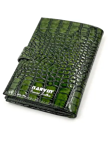 Обложка для автодокументов и паспорта NARVIN из натуральной кожи Vasheron, Артикул: 9175-Croco Green фото №1